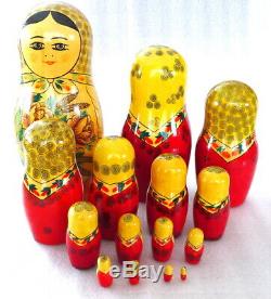 15-Piece Matryoshka Nesting Doll Genuine Russian USSR 14.5 EXCELLENT