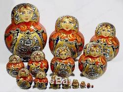 15 Piece Set Gorgeous Author's Russian Authentic Matryoshka Nesting Dolls 15pcs