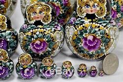 15 Piece Set Gorgeous Russian Authentic Matryoshka Nesting Dolls 15pcs