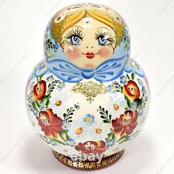 15 Piece Set Gorgeous Russian Authentic Matryoshka Nesting Dolls 15pcs Blue