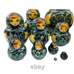 15 Piece Set Gorgeous Russian Authentic Matryoshka Nesting Dolls Wood Signed