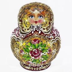 15 Piece Set Gorgeous Russian Traditional Matryoshka Nesting Dolls Blue 15pcs