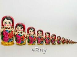 15-pc Traditional Russian Nesting Doll with Floral Pattern SEMENOVSKAYA matryoshka