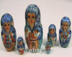 15pcs Hand Painted One of a Kind Russian Nesting Doll Snowqueen