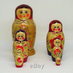 1966 USSR Russian Nesting Dolls Vintage Set of 6 Nrpywka Matryoshka Original Tag