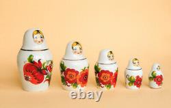1980' Big Vintage Ukrainian Korosten Porcelain Statue Figurine 5 Nesting Dolls