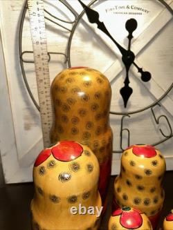 1988 USSR 13 Inch Tall 9 Pce Traditional Matryoshka Nesting Doll Incomplete