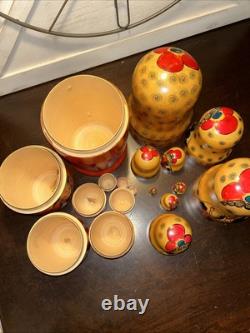 1988 USSR 13 Inch Tall 9 Pce Traditional Matryoshka Nesting Doll Incomplete