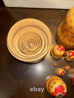 1988 USSR 13 Inch Tall 9 Pce Traditional Matryoshka Nesting Doll Incomplete