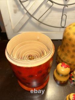 1988 USSR 13 Inch Tall 9 Pce Traditional Matryoshka Nesting Doll Incomplete