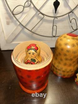 1988 USSR 13 Inch Tall 9 Pce Traditional Matryoshka Nesting Doll Incomplete