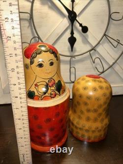 1988 USSR 13 Inch Tall 9 Pce Traditional Matryoshka Nesting Doll Incomplete