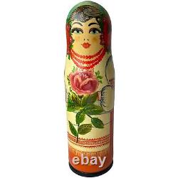 1990s Ukrainian Bottle Holder Matryoshka Vintage Nesting Doll Handmade & Signed