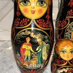 1992 VTG Russian Fairytale Nesting DOLL Hand Painted Signed 9.5- 10 Pce