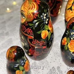 1992 VTG Russian Fairytale Nesting DOLL Hand Painted Signed 9.5- 10 Pce