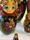 1992 Vintage Russian Fairytale Nesting Doll Hand Painted Signed 10.5 10 Pce