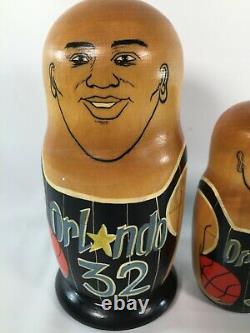 1993 Orlando Magic Russian Nesting Dolls SHAQ Hand Painted NBA Basketball VTG