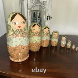 1994 8 Signed Pastel Colors High Gloss Russian Handmade 8 Pce Nesting Doll 1994 8 Signed Pastel Colors High Gloss Russian Handmade 8 Pce Nesting Doll