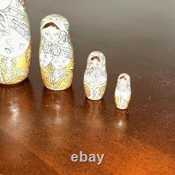 1994 8 Signed Pastel Colors High Gloss Russian Handmade 8 Pce Nesting Doll