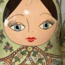 1994 8 Signed Pastel Colors High Gloss Russian Handmade 8 Pce Nesting Doll