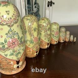 1994 8 Signed Pastel Colors High Gloss Russian Handmade 8 Pce Nesting Doll