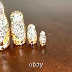 1994 8 Signed Pastel Colors High Gloss Russian Handmade 8 Pce Nesting Doll