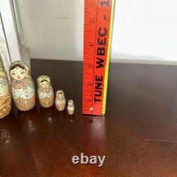 1994 8 Signed Pastel Colors High Gloss Russian Handmade 8 Pce Nesting Doll