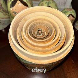 1994 8 Signed Pastel Colors High Gloss Russian Handmade 8 Pce Nesting Doll