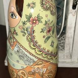 1994 8 Signed Pastel Colors High Gloss Russian Handmade 8 Pce Nesting Doll