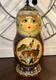 1994 Russian Matryoshka Nesting Dolls Holiday Birds W / Holly 10 Pce 10 Tall