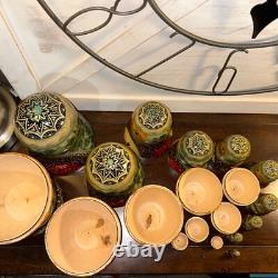 1994 Russian Matryoshka Nesting Dolls Holiday Birds w / Holly 10 Pce 10 Tall