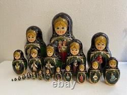 1994 Russian Signed Painted Set of 20 Stacking Nesting Dolls 1/2 to 12 1/2