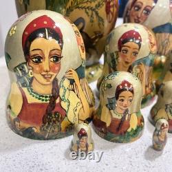 1994 Russian Troika Matryoshka Nesting Dolls 10 Pc Sergiev Posad Hand Painted