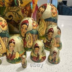 1994 Russian Troika Matryoshka Nesting Dolls 10 Pc Sergiev Posad Hand Painted