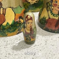 1994 Russian Troika Matryoshka Nesting Dolls 10 Pc Sergiev Posad Hand Painted