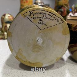 1994 Russian Troika Matryoshka Nesting Dolls 10 Pc Sergiev Posad Hand Painted