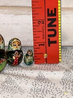 1994 VTG Russian Fairytale Nesting Doll Hand Painted Signed 9.5 10 Pce