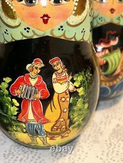 1994 VTG Russian Fairytale Nesting Doll Hand Painted Signed 9.5 10 Pce