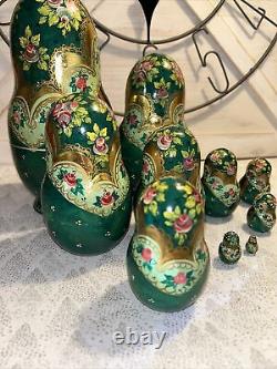 1994 VTG Russian Fairytale Nesting Doll Hand Painted Signed 9.5 10 Pce