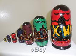 1994 X-MEN Russian COLLECTIBLE Nesting Matryoshka Dolls 7 Piece Figure Set Lot
