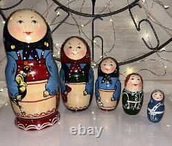 1995 Traditional Matryoshka Family Nesting Dolls Russian Hand Painted 5 Signed