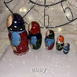 1995 Traditional Matryoshka Family Nesting Dolls Russian Hand Painted 5 Signed