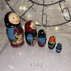 1995 Traditional Matryoshka Family Nesting Dolls Russian Hand Painted 5 Signed