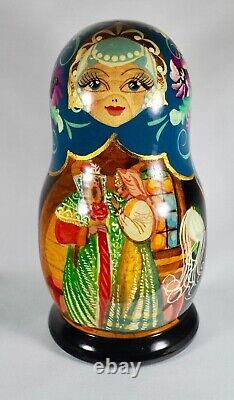 1996 Hand Painted Russian Nesting Dolls Signed Set Of 5