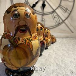 1996 VTG Matryoshka Folklore Nesting DOLL Hand Painted Signed 7 7 Pce