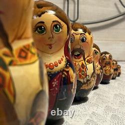 1996 VTG Matryoshka Folklore Nesting DOLL Hand Painted Signed 7 7 Pce