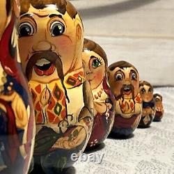 1996 VTG Matryoshka Folklore Nesting DOLL Hand Painted Signed 7 7 Pce