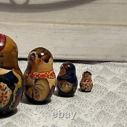 1996 VTG Matryoshka Folklore Nesting DOLL Hand Painted Signed 7 7 Pce