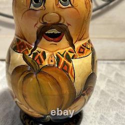 1996 VTG Matryoshka Folklore Nesting DOLL Hand Painted Signed 7 7 Pce