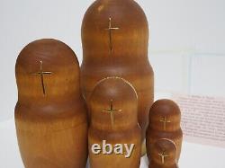 1997 Artist Signed Yudin Numbered USSR Nesting Dolls A MEDLEY OF NUNS Wood Gold